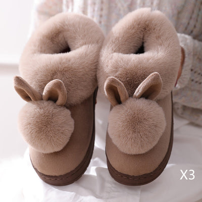 Pantuflas Cálidas de Conejo y Gato Felpa - Zapatillas de Casa Algodón Grueso Invierno - Image 11