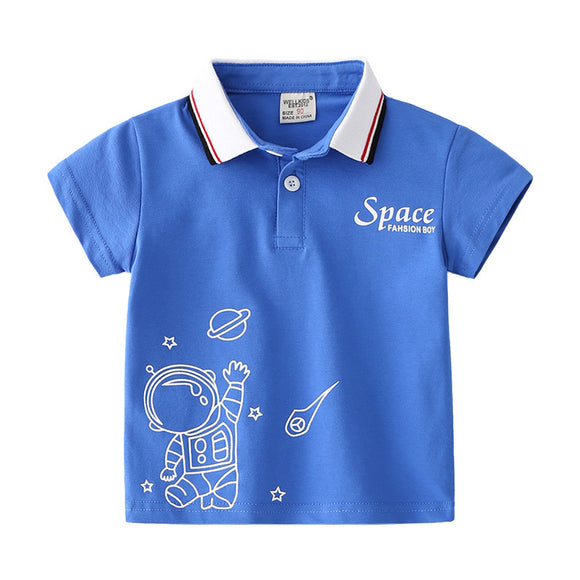Camisa Infantil de Manga Corta con Cuello Solapa