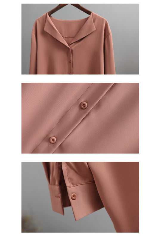 Blusa de Gasa Francesa Manga Larga Suelta y Casual - Image 13