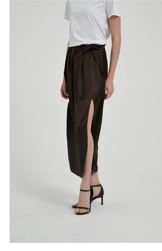 Falda Plisada con Abertura Cintura Alta en Acetato Satinado - Diseño Fluido para Verano - Image 12