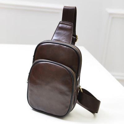 Bolsa de Pecho de Cuero PU para Hombre - Estilo Retro Crossbody Casual - Image 3