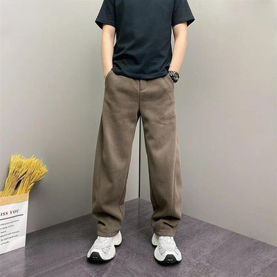 Pantalones Casuales Rectos con Forro Polar Grueso para Hombre - Image 12