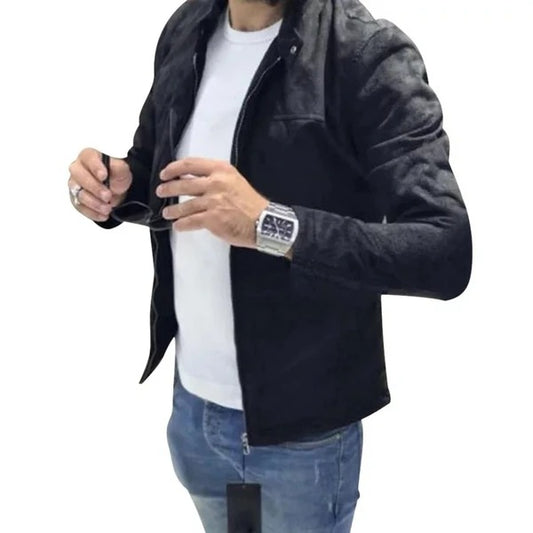 Chaqueta de Ante para Hombre Estilo Europeo y Americano