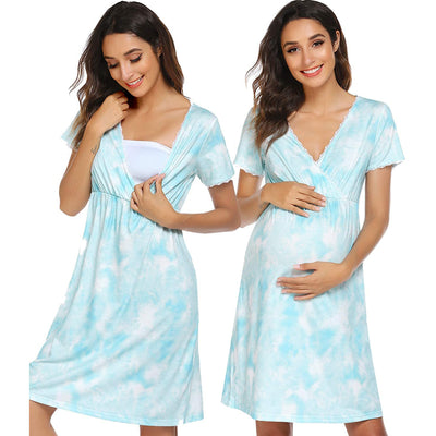 Vestido de Maternidad Elegante con Escote en V y Mangas Cortas de Encaje - Image 4