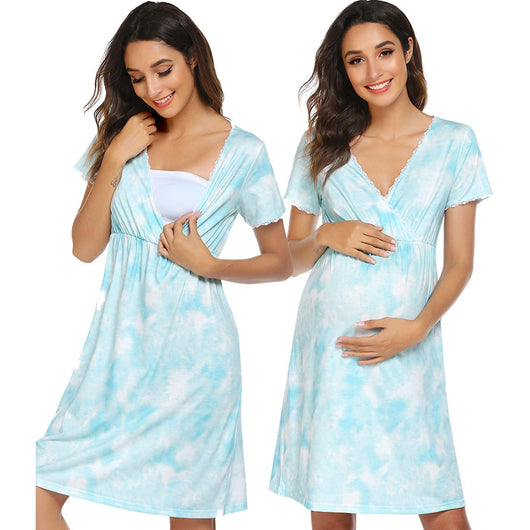 Vestido de Maternidad Elegante con Escote en V y Mangas Cortas de Encaje - Image 4