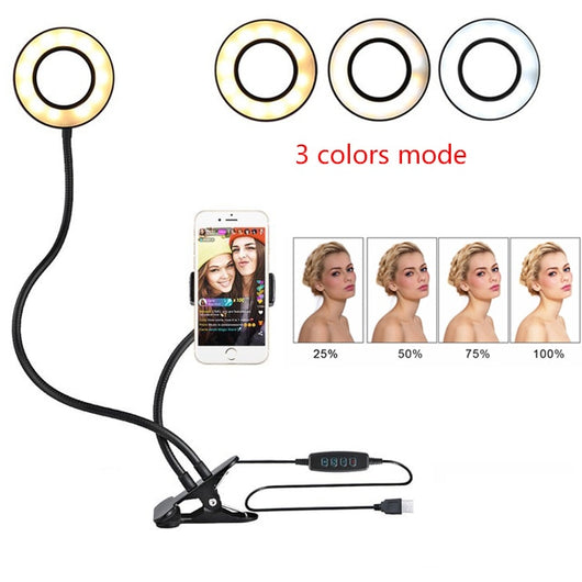 Aro de Luz LED para Selfies y Maquillaje con Soporte Ajustable 8cm - Image 2