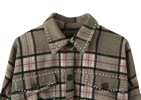 Chaqueta Camisa a Cuadros con Flecos