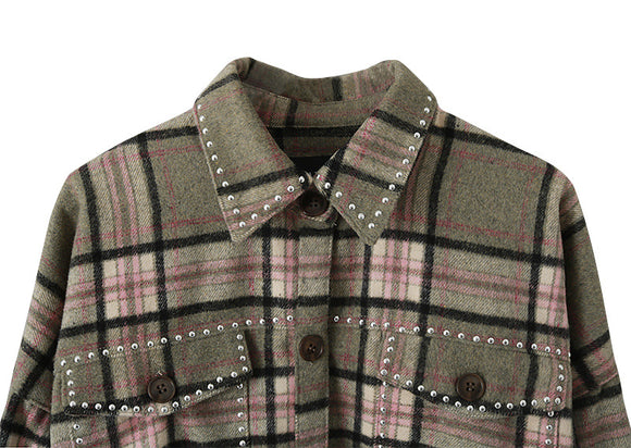 Chaqueta Camisa a Cuadros con Flecos