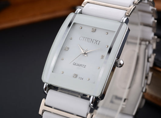Juego de Relojes de Pareja con Diamante Cuadrado de Cuarzo - Image 4