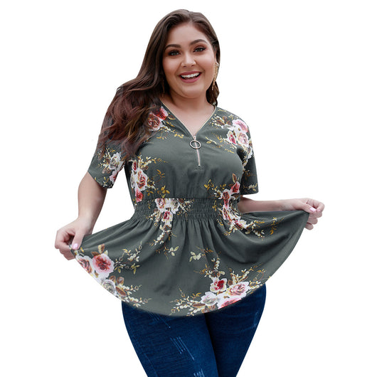 Blusa Estampada Escote V Talla Grande - Image 5