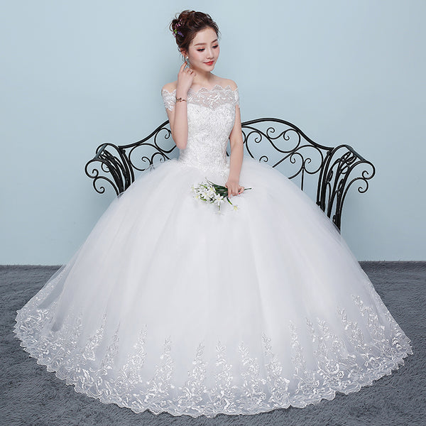 Vestido de Novia con Hombros Descubiertos Qidi