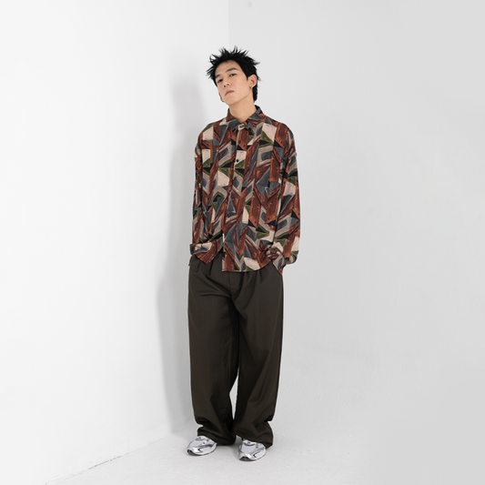 Camisa de Manga Larga Floral Fondo Marrón - Image 2