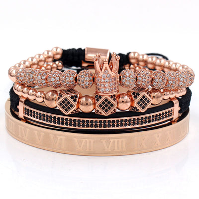 Pulsera de Acero Inoxidable con Perlas de Cobre y Diamantes - Set de 4 Piezas - Image 10