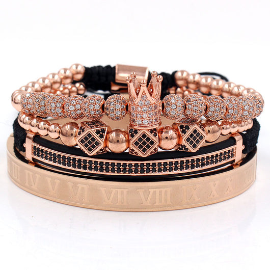 Pulsera de Acero Inoxidable con Perlas de Cobre y Diamantes - Set de 4 Piezas - Image 10