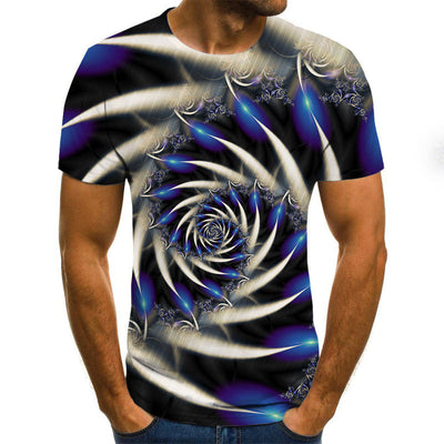 Playera Casual con Estampado 3D Remolino Digital Cuello Redondo - Image 18