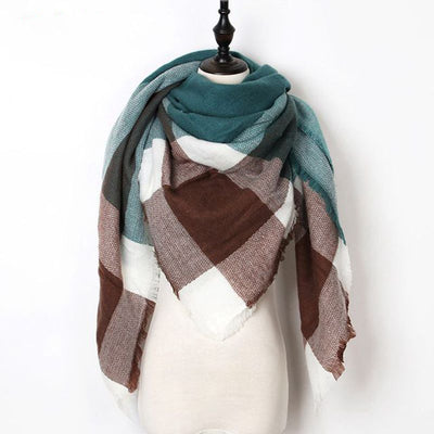 Bufanda Otoño Invierno Cashmira Sintética Doble Cara Cuadros Multicolor - Image 12