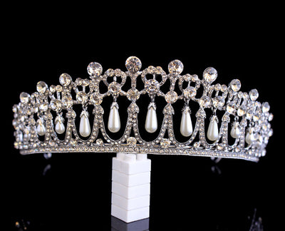 Corona de Perlas y Cristales para Novia - Tiara Elegante con Incrustaciones