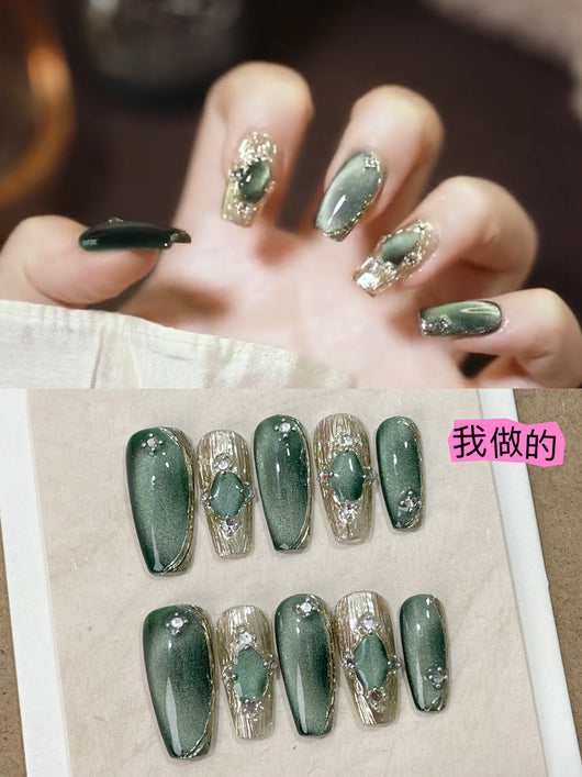 Manicura Artesanal Ojo de Gato Verde Bucheriti - Image 3