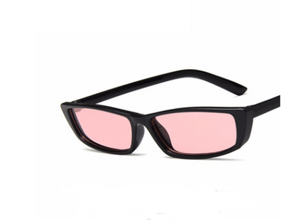 Black retro square sunglasses with small rectangular lenses, shown from top, front, and side views. - Image 8