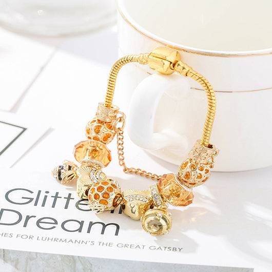 Pulsera Dorada de Abeja para Mujer - Aleación DIY Estilo Europeo - Image 2