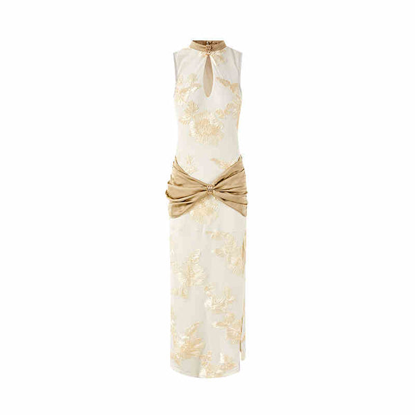 Vestido Elegante Negro con Flores en Malla y Detalles Fruncidos - Image 6