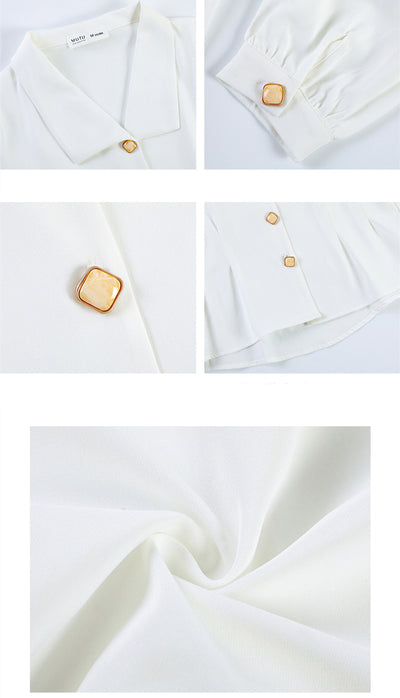 Blusa de Gasa con Cuello en V y Mangas Abullonadas - Image 8