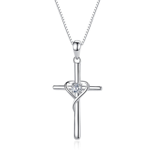 Dije de Cruz en Plata de Ley Cadena Escote Tendencia - Image 8