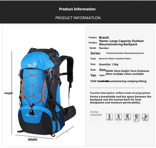 Mochila de Viaje y Senderismo Impermeable de Gran Capacidad - Image 10