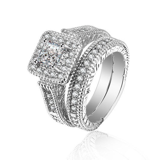 Anillo de Plata S925 Mujer Diseño Original Diamante Cuadrado