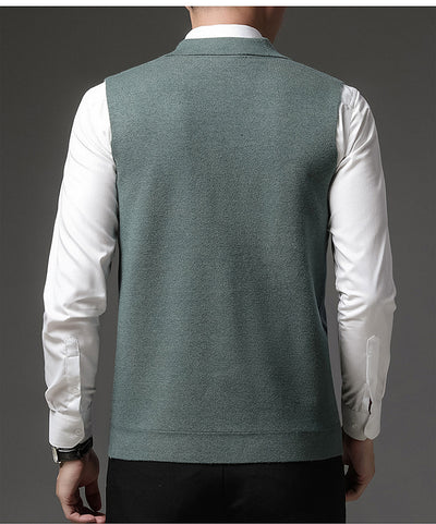 Chaleco de Lana Tejida para Hombre - Cuello Solapa Clásico - Image 6
