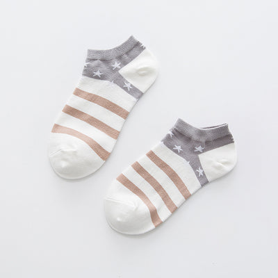 Calcetines Invisibles de Algodón Transpirable con Diseño Rayas Estrellas - Image 11