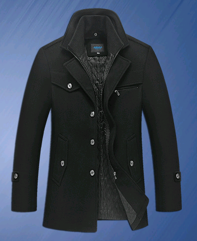 Abrigo Ejecutivo de Invierno para Hombre - Gabardina Gruesa con Doble Cuello