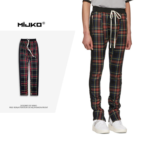 Pantalones Casuales de Cuadros con Cierre para Otoño e Invierno