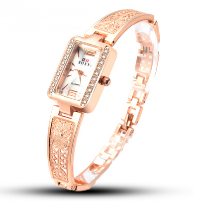 Reloj de Pulsera Cuadrado Dorado Rosa para Mujer - Diseño Elegante y Moderno - Image 3