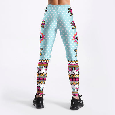 Leggings Deportivos Mandala Estrella Turquesa para Yoga - Image 4