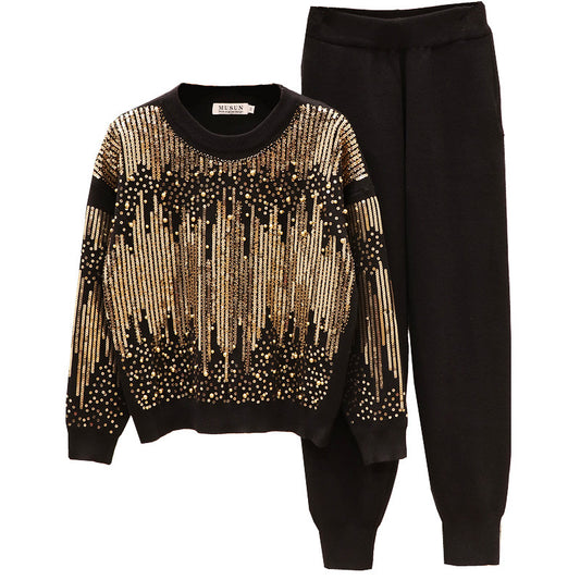 Conjunto de Pantalón y Blusa Casual con Lentejuelas y Cuentas - Image 2
