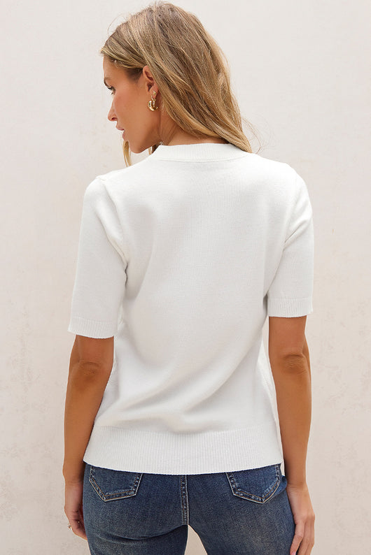 Blusa Tejida de Manga Corta con Flores 3D - Estilo Europeo Casual - Image 16