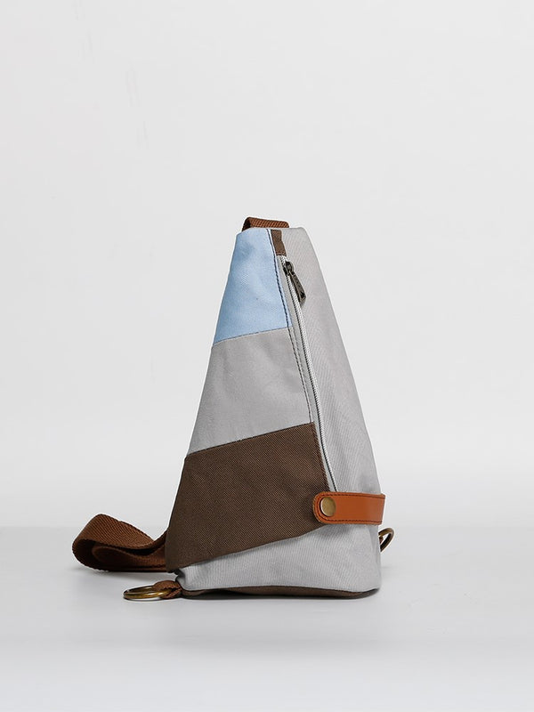 Bolsa de Pecho Crossbody Canvas con Diseño Bicolor