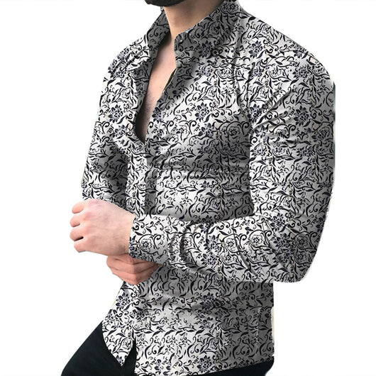Camisa Casual Floral con Solapa Estampada de Manga Larga - Image 7