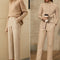 Pantalones de Lana Cintura Alta Slim Fit Casual