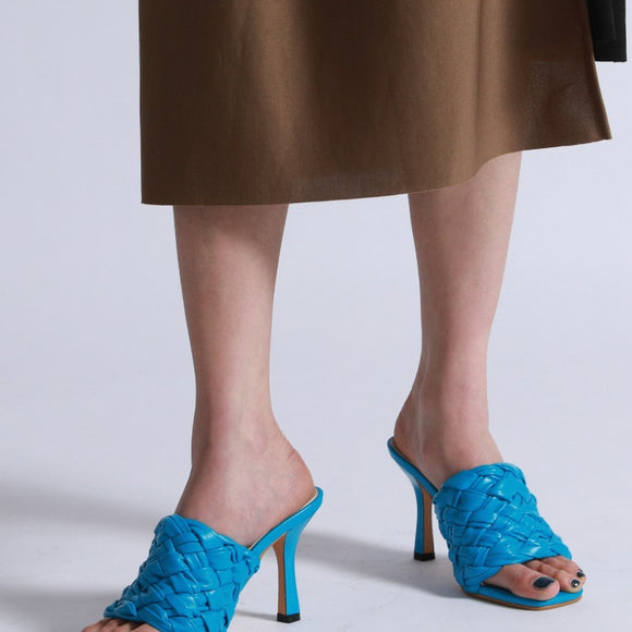 Pantuflas de Tacón Aguja con Punta Cuadrada - Tejidas a Mano Estilo Europeo