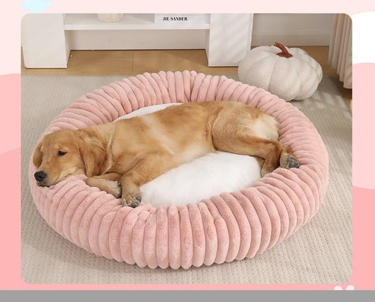 Cama Acolchada Redonda para Mascotas con Diseño de Rayas - Image 20