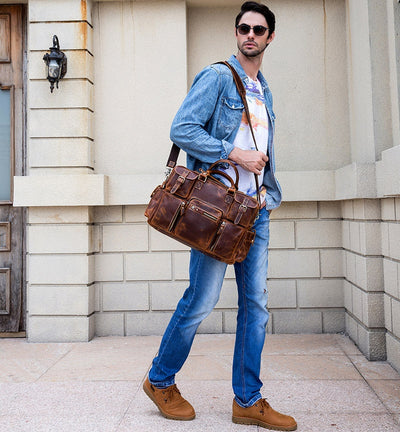 Bolsa Mensajera de Cuero Genuino Estilo Retro con Gran Capacidad para Hombre - Image 83