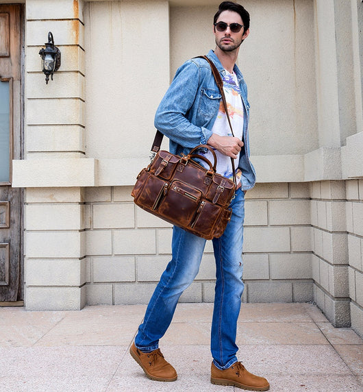 Bolsa Mensajera de Cuero Genuino Estilo Retro con Gran Capacidad para Hombre - Image 83
