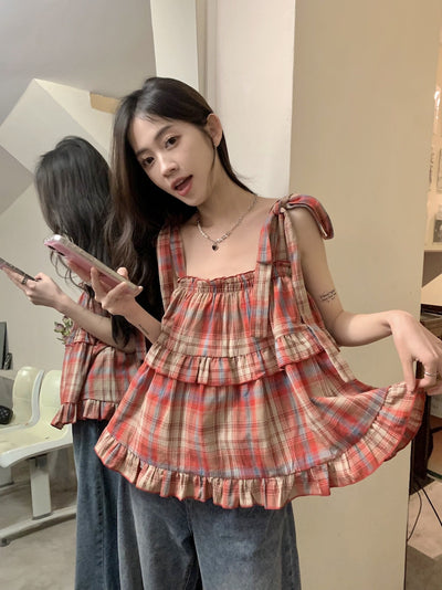 Chaleco Cuadriculado sin Mangas para Mujer - Top Versátil Primavera Verano - Image 19