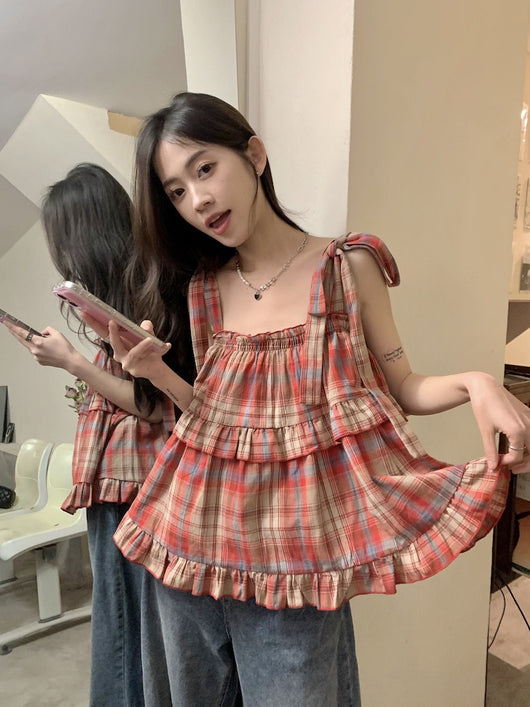 Chaleco Cuadriculado sin Mangas para Mujer - Top Versátil Primavera Verano - Image 19