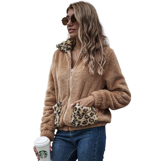 Abrigo de cachemira con parches leopardo para otoño - Image 5