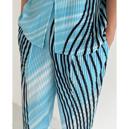 Pantalones Casuales Plisados con Estampado a Rayas para Hombre - Image 13