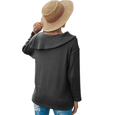 Suéter Tejido con Botones y Mangas Largas Holgado para Mujer - Image 2