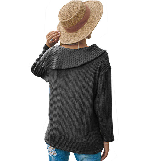 Suéter Tejido con Botones y Mangas Largas Holgado para Mujer - Image 2